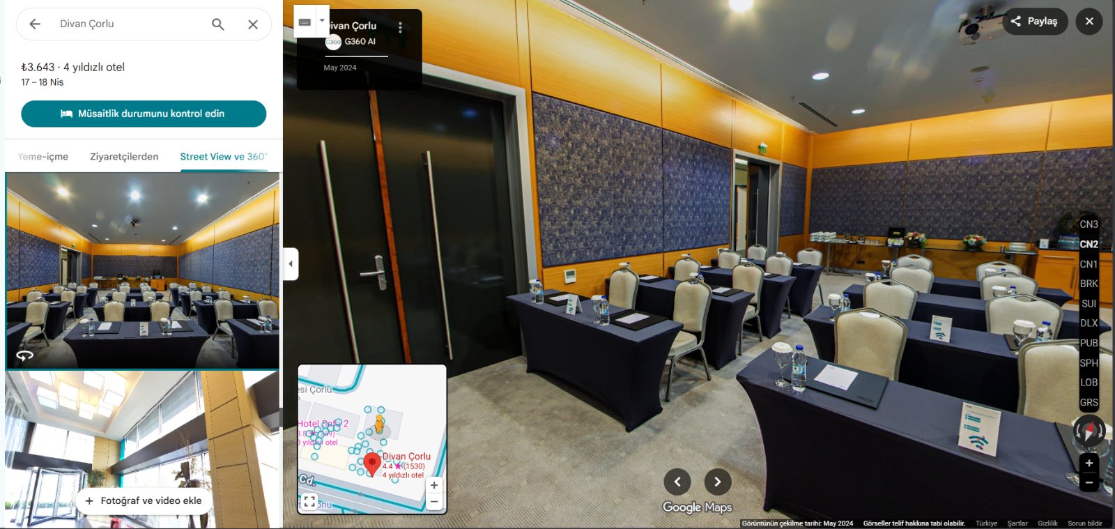 Google Haritalar'da İçeriye Bak özelliği ile işletme sanal turu görseli