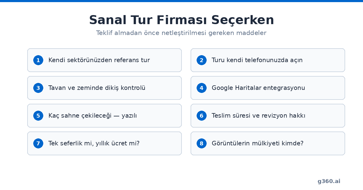 Sanal tur firmasi secerken kontrol edilecek 8 madde