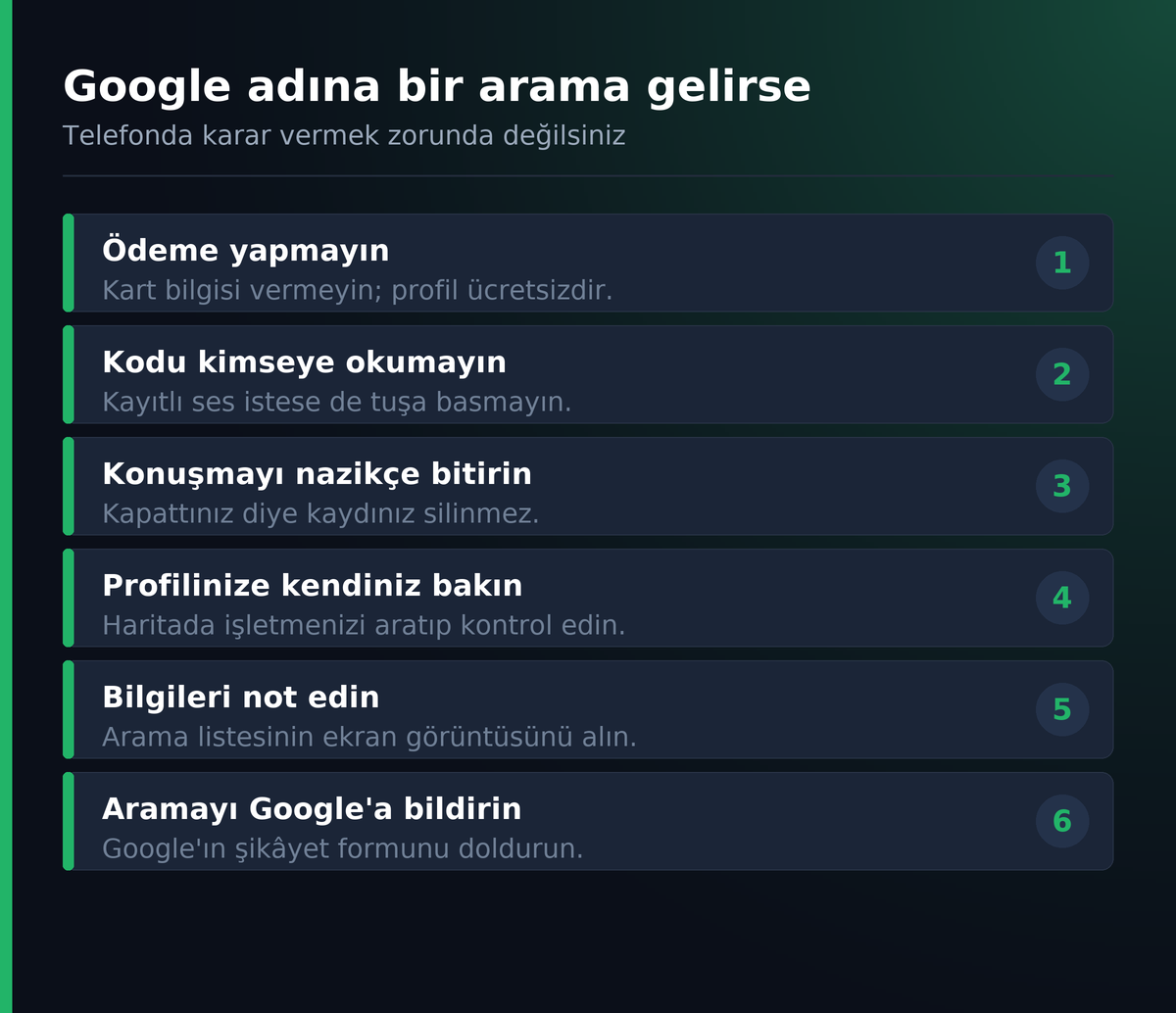 Google adına gelen bir aramada izlenecek altı adım