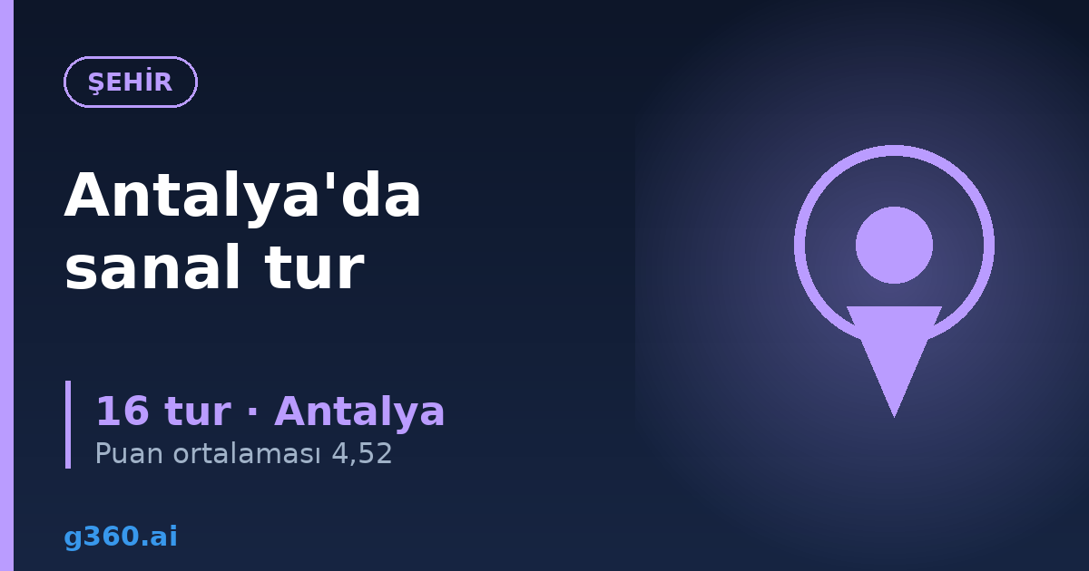 Antalya'da sanal tur rehberi kapagi - 16 tur, puan ortalamasi 4,52