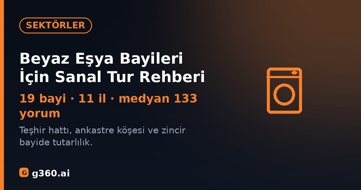 Beyaz esya bayileri icin sanal tur rehberi kapagi - 19 bayi, 11 il