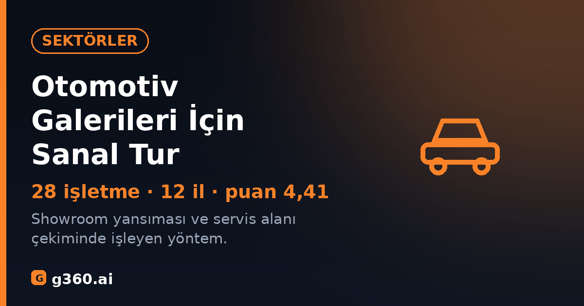 Otomotiv galerileri icin sanal tur rehberi kapagi - 28 proje, 12 il